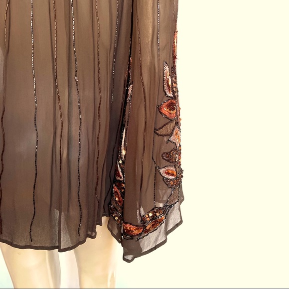 Vintage Brown Chiffon Off Shoulder One Sleeve Top - Picture 9 of 12